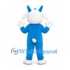 Goat Mascot Costume in Blue with White Head and Blue Horns