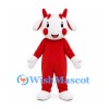 Goat Mascot Costume in Red with White Head and Red Horns