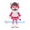 Cow Mascot Costume in Pink with Navy Cap and White Cheerleader Outfit