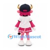Cow Mascot Costume in Pink with Navy Cap and White Cheerleader Outfit