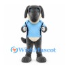 Dog Mascot Costume in Gray with Light Blue Shirt and Long Ears