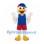 Eagle Mascot Costume in White with Blue Vest and Red Shorts