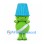 Green Character Mascot Costume with Tall Blue Bucket Hat and White Sash