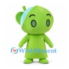 Leaf Character Mascot Costume in Lime Green with Blue Head Panel