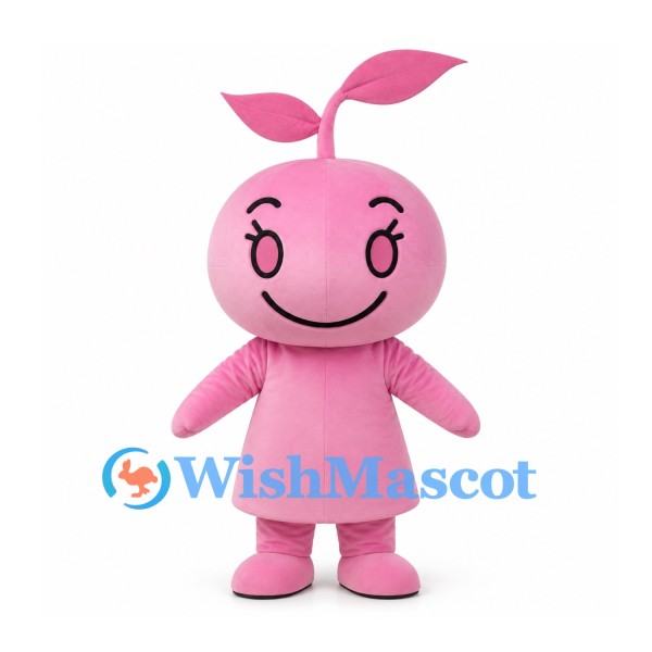 Sprout Character Mascot Costume in Pink with Two Leaves