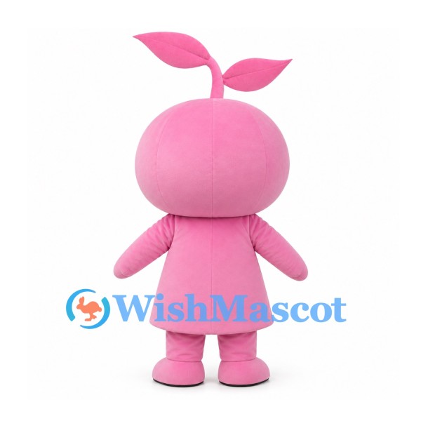 Sprout Character Mascot Costume in Pink with Two Leaves