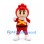 Berry Hero Mascot Costume in Red with Yellow Crossed Chest Bands