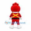 Berry Hero Mascot Costume in Red with Yellow Crossed Chest Bands
