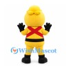 Fruit Hero Mascot Costume in Yellow with Red Crossed Chest Bands