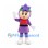 Flower Hero Mascot Costume in Purple with Red Crossed Chest Bands