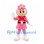 Flower Hero Mascot Costume in Pink with Red Crossed Chest Bands