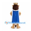 Lion King Mascot Costume with Gold Crown and Blue Cape
