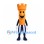 Castle Tower Mascot Costume in Orange with Navy Striped Shorts