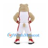Bulldog Mascot Costume in Beige with White Basketball Uniform