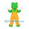 Frog Mascot Costume in Green with Yellow Overalls