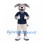 Dog Mascot Costume in Gray with Navy Shirt and Beige Shorts