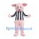 Pig Mascot Costume in Pink with Black and White Striped Shirt