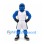 Blue Bird Mascot Costume with Black Visor and White Basketball Uniform