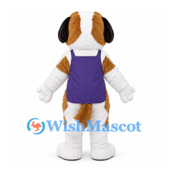 Saint Bernard Dog Mascot Costume with Purple Apron