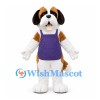 Saint Bernard Dog Mascot Costume with Purple Apron