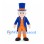 Gentleman Mascot Costume with Blue Top Hat and Orange Waistcoat