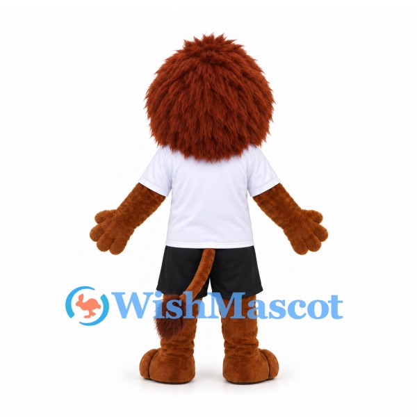 Lion Mascot Costume with White Shirt and Black Shorts