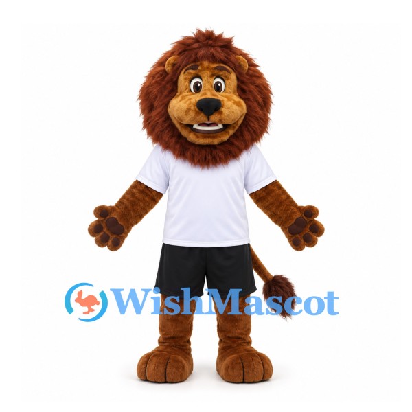 Lion Mascot Costume with White Shirt and Black Shorts