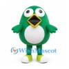 Round Green Bird Mascot Costume with White Belly and Yellow Beak