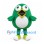 Round Green Bird Mascot Costume with White Belly and Yellow Beak