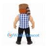 Lumberjack Mascot Costume with Fur Hat and Blue Checkered Shirt