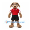Dog Mascot Costume in Tan with Red Shirt and Black Shorts