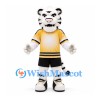 White Tiger Mascot Costume with Yellow Sports Shirt and Black Shorts