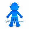 Blue Dragon Mascot Costume with White Horns and Turquoise Belt