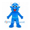Blue Dragon Mascot Costume with White Horns and Turquoise Belt