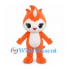 Fire Sprite Mascot Costume in Orange with Flame Shaped Head