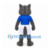 Wolf Mascot Costume in Gray with Blue Shirt and White Shorts