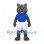 Wolf Mascot Costume in Gray with Blue Shirt and White Shorts