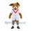 Dog Mascot Costume in Brown with White Sports Uniform and Red Chevron