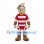 Warrior Mascot Costume with Silver Helmet and Red Striped Sports Uniform
