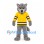 Wolf Mascot Costume in Gray with Yellow and Black Sports Shirt