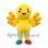 Yellow Bird Mascot Costume with Flame Patterned Wings and Mismatched Shoes