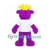 Purple Monster Mascot Costume with Yellow Spiked Hair and White Shirt