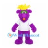 Purple Monster Mascot Costume with Yellow Spiked Hair and White Shirt