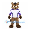 Dog Mascot Costume in Brown with Black Cap and White Sports Shirt