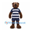 Bear Mascot Costume in Brown with Navy Striped Shirt and Shorts