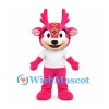 Deer Mascot Costume in Pink with Decorated Forehead and White Shirt
