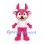 Deer Mascot Costume in Pink with Decorated Forehead and White Shirt