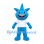 Blue Monster Mascot Costume with Three Head Spikes and White Shirt