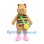 Capybara Mascot Costume in Tan with Rainbow Vest and Yellow Shoulder Bag