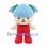 Mushroom Character Mascot Costume with Blue Cap and Red Overalls